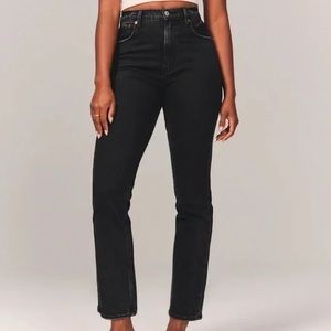 Abercrombie & Fitch The Ankle Straight Ultra High Rise Black Curve Love sz 26